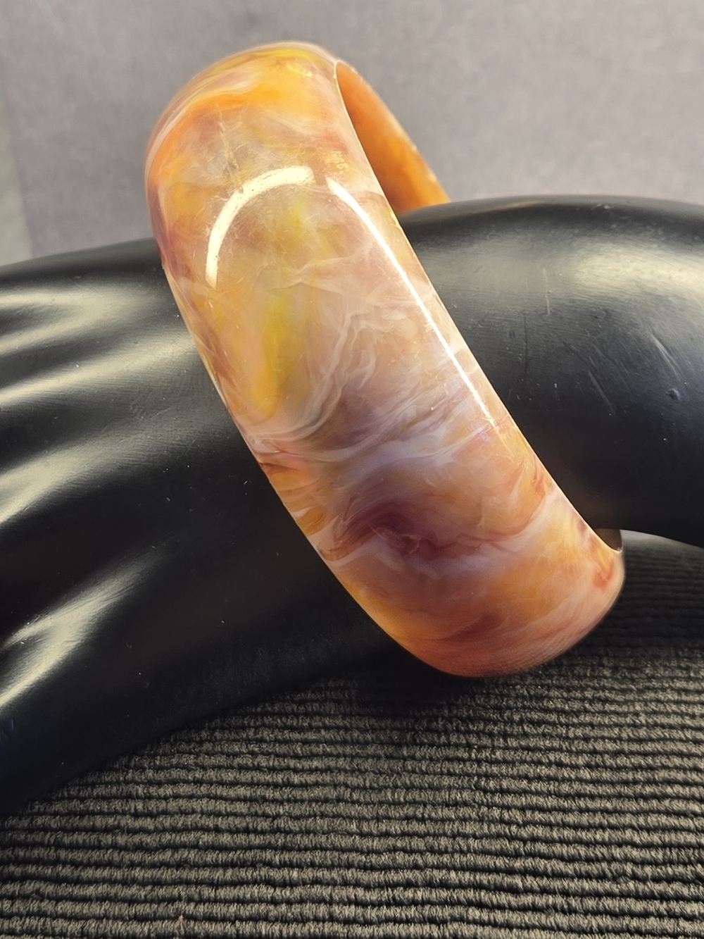 Marbled Resin Bangle Bracelet in Peach and Lavender Swirl
